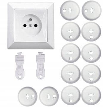 shumee Zaščita vtičnice z zatičem (tip E) 12 kom + 2 ključa