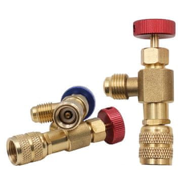 shumee Ventil Rosfix za polnjenje hladilnih sistemov za hladilno sredstvo R22 spodaj, stran R410 rdeča