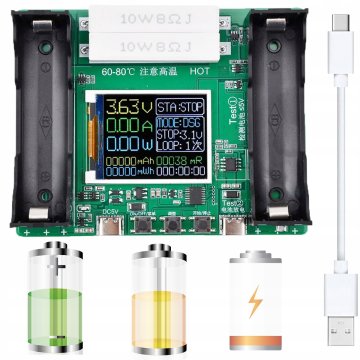 shumee Tester zmogljivosti in upornosti baterije LCD za 18650 celic USB-C