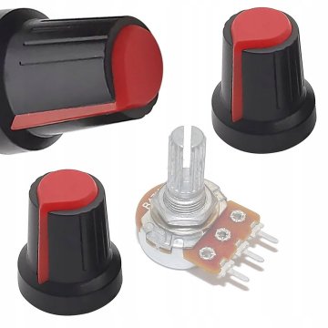 shumee Rosfix 2x gumb za potenciometer, 6 mm os, rdeča 15x17 mm