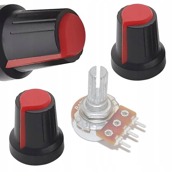 shumee Rosfix 2x gumb za potenciometer, 6 mm os, rdeča 15 x 17 mm