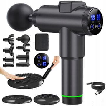 shumee Masažna pištola 100W Rosfix Black Gusto + Senzorimotorna blazina s tlačilko