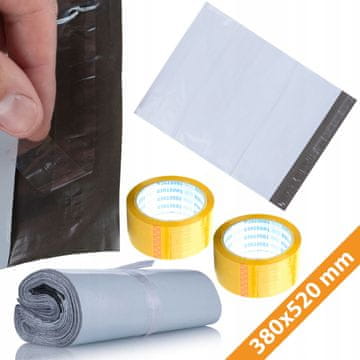 shumee Rosfix Bele vrečke iz folije s črno notranjostjo 38x52cm + 2x Rosfix rumen pakirni trak 48 mm x 50m