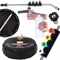 shumee Rosfix Professional T-Racer 15" kockasta krtača s 1/4" hitrim priključkom + cev za tlačni čistilnik 1/4" upognjena 15°, 5 šob + pištola za peno 1000 ml za čistilo