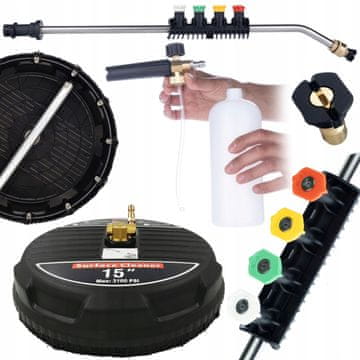 shumee Rosfix Professional T-Racer 15" kockasta krtača s 1/4" hitrim priključkom + 1/4" cev za visokotlačni čistilnik, upognjena za 15°, 5 šob + 1000ml penilo za visokotlačni čistilec