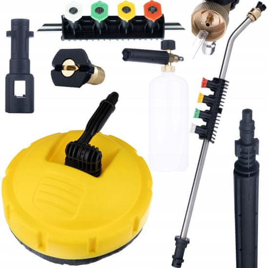 shumee Rosfix T-racer kockasta pralna krtača za Karcher podložke + Sulica visokotlačnega čistilnika 1/4"" upognjena 15° s kompletom 5 šob in ročajem + pištola za peno 1000ml