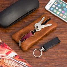 shumee ETUI ZA KLJUČE, velik dvostranski etui za ključe iz usnja nubuck, dolg in prostoren