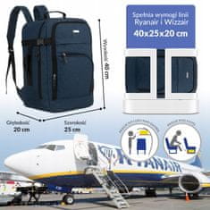 shumee Potovalni nahrbtnik, ročna prtljaga, uniseks, mornarsko modra, kabinska torba, PETERSON