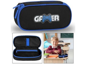 STARPAK Črno-modri torbica za šolski svinčnik za igre, torbica za igre za fante, gamingpad 5x22x10cm