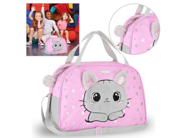 STARPAK Športna torba za dekle mačka, roza torba za telesno vzgojo, potovanje, za ramo 39x27x16 cm