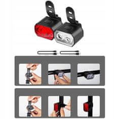 LED LUČ ZA KOLESA USB SPREDAJ ZADAJ KOMPLET ZA KOLO