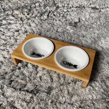 shumee DVOJNA LESENA KOVINSKA SKLEDA ZA PSA MAČKO