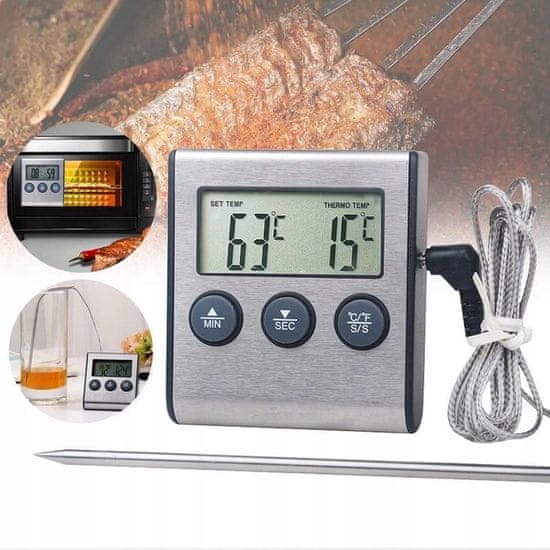 shumee PEČICA ZA DIMLJENJE ŽAR TERMOMETER SONDA ČAS