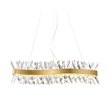 shumee Amsterdam Long - lestenec 85 cm, 3 LED barve, brušena medenina, K9 kristal, nad mizo