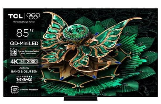 TCL 85C71K televizor, 215 cm (85), 4K QD-Mini LED HDR Premium , Google TV, 144Hz, zvok Bang & Olufsen