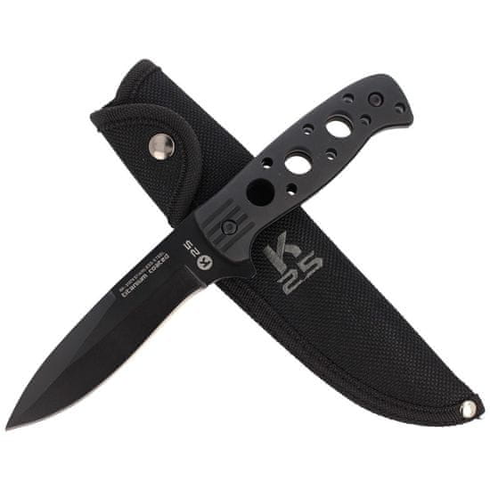 shumee Black Tactical K25 31574 jekleni nož 7CR17MoV s titanovo prevleko, akcija