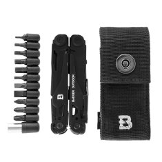 shumee Multitool Badger Outdoor Solid black 16 orodij v kovčku z nastavki