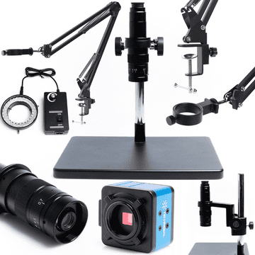shumee Digitalni mikroskop 10 A solo + nastavljiva 56XLED osvetlitev + 50 mm mikroskopska roka + kamera Techrebal T250