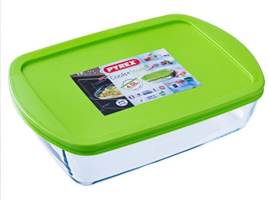 Pyrex Kvadratni pekač s pokrovom, 4.5L iz borosilikatnega (kaljenega) stekla