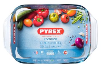 Pyrex Pravokotni pekač, 4L, iz borosilikatnega (kaljenega) stekla