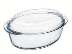 Pyrex Ovalni pekač s pokrovom, 4L, iz borosilikatnega (kaljenega) stekla
