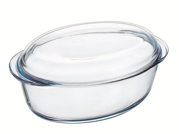 Pyrex Ovalni pekač s pokrovom, 4L, iz borosilikatnega (kaljenega) stekla