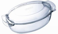 Pyrex Ovalni pekač s pokrovom, 4,5L, iz borosilikatnega (kaljenega) stekla