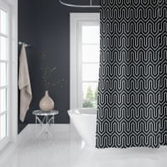 Priresa Zavesa za tuš ETHNIC 180x200 cm | Vodoodporna tekstilna kopalniška zavesa s potiskom + 12 plastičnih obročev