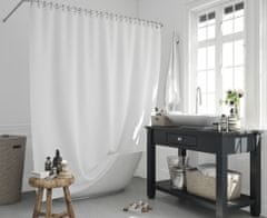Zavesa za tuš WHITE 180x200 cm | Vodoodporna tekstilna kopalniška zavesa s potiskom + 12 plastičnih obročev