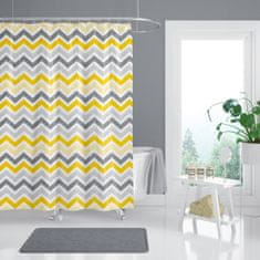 Priresa Zavesa za tuš CORNERPLAY 180x200 cm | Vodoodporna tekstilna kopalniška zavesa s potiskom + 12 plastičnih obročev