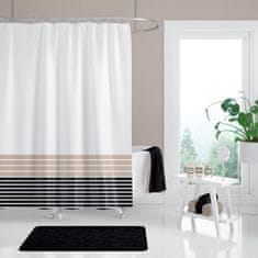 Priresa Zavesa za tuš LINE 180x200 cm | Vodoodporna tekstilna kopalniška zavesa s potiskom + 12 plastičnih obročev