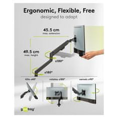 Goobay za 2 monitorja 17"- 32" 9kg plinska vzmet namizni nosilec