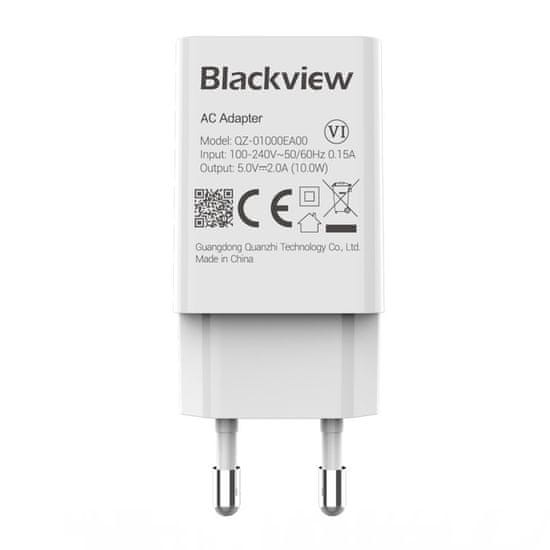Blackview adapter / polnilec, 10W, 1x USB Type-A, univerzalna kompatibilnost, varnostne zaščite, 82x35x23mm, bel