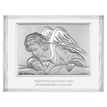 shumee Slika angel varuh srebrna moderna nad posteljo z gravuro | Velikost: 9x12cm | Šifra: BC6671F/2