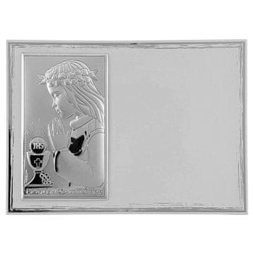 shumee Slika spominek prvega svetega obhajila srebrna z gravuro za deklico | Velikost: 18x13cm | Barva: Bela | Šifra: VL821/4BI
