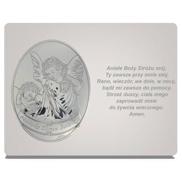 shumee Angel varuh srebrna moderna slika nad posteljo z gravuro 15x11,5 krstni spominek | Velikost: 15x11,5 cm | Šifra: VL815/1BI/S