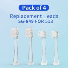 WOWO Nadomestne glave zobnih ščetk - Set za SG-513 SEAGO, 4 kosi, prozorna barva
