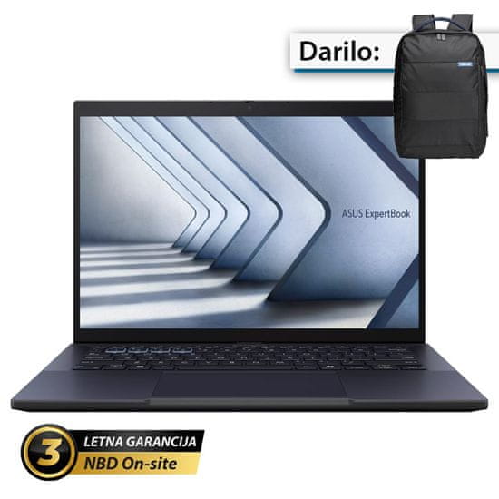 ASUS ExpertBook B3 14" (35,56cm) WUXGA Core Ultra 7 155H 16GB 1TB Win11 Pro prenosni računalnik + darilo: nahrbtnik (B3404CMA-WB73D2X)