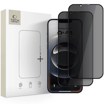 Tech-protect Glass Spy 2x zaščitno steklo za iPhone 13 / 13 Pro / 14 / 16e, črna