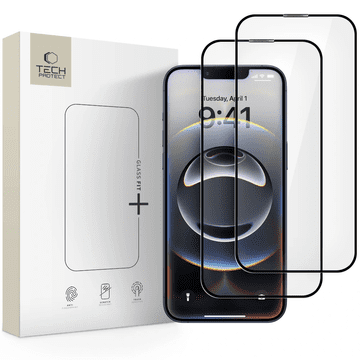 Tech-protect Glass Fit 2x zaščitno steklo za iPhone 13 / 13 Pro / 14 / 16e, črna