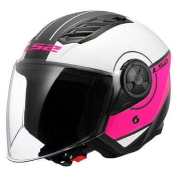 LS2 Jet čelada za skuter Airflow II Cover (OF616), bela/roza