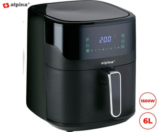 Alpina XXL cvrtnik na vroč zrak, 6 L, 1600 W, digitalni