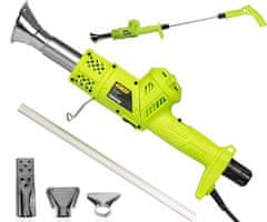 Kinzo Garden 3v1 električni gorilnik za uničevanje plevela, 2000W, 550l/min, do 360°C, 100cm kabel, zelen