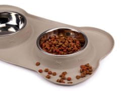 PET Treatment dvojna posoda s podlogo za živali, 2x 400ml, za hrano / vodo, 46x27x4cm