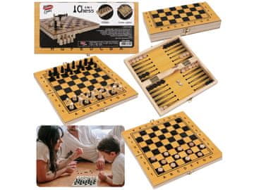 Mega Creative Šah, LESENI šah 3v1, dama, namizna igra Triktrak 24x24 ŠAHOVNICA