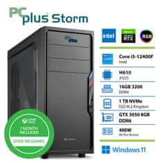 PCplus Storm namizni računalnik, i5-12400F, 16GB, SSD1TB, RTX3050, W11H + Xbox GP (147506)