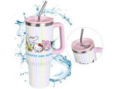 HELLO KITTY Hello Kitty and Friends TERMO vrč s kovinskim ustnikom in slamico, iz nerjavečega jekla, avtomobilska skodelica VELIKI 1,18l