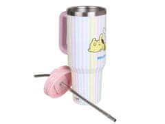 HELLO KITTY Hello Kitty and Friends TERMO vrč s kovinskim ustnikom in slamico, iz nerjavečega jekla, avtomobilska skodelica VELIKI 1,18l