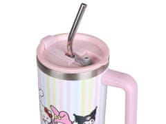 HELLO KITTY Hello Kitty and Friends TERMO vrč s kovinskim ustnikom in slamico, iz nerjavečega jekla, avtomobilska skodelica VELIKI 1,18l