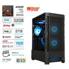 MEGA Računalnik MT S8 R7-7700X/RX9070 XT/32GB-DDR5/2TB-4.0/750W/Brez OS/črna RGB + Estetski napajalni kabli [Svetlo modra / Črna]